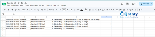 File câu trả lời sau khi test
